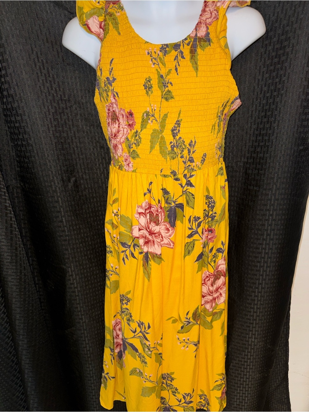 Angie Yellow Floral Dress with Pink & Green Print